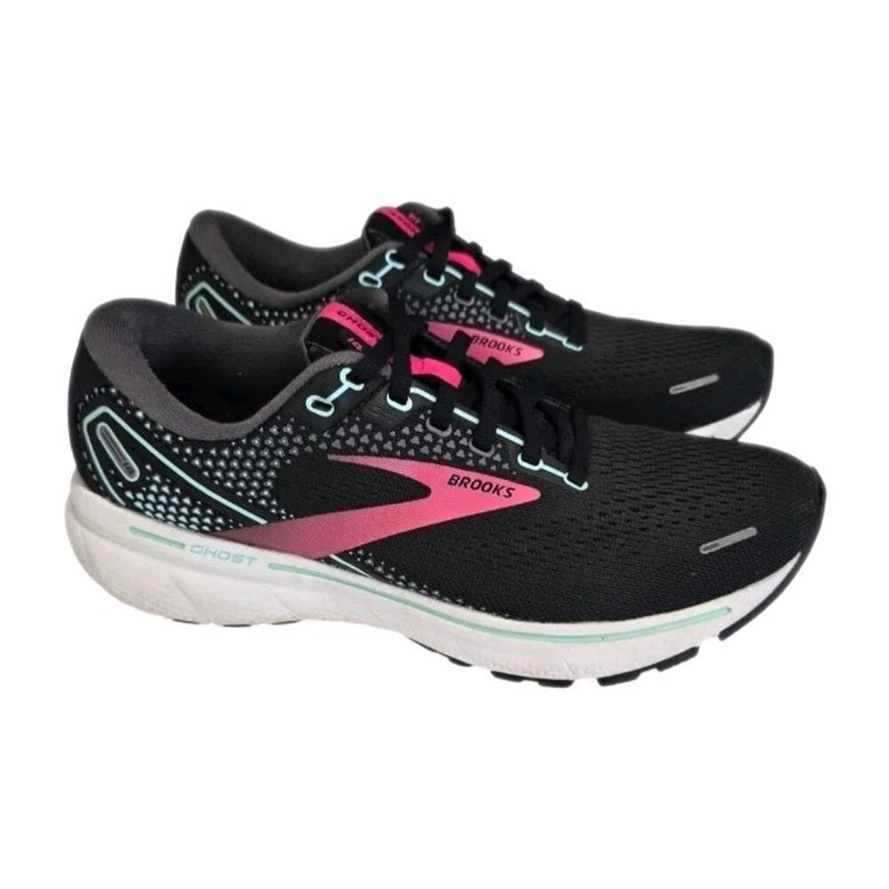 Brooks Ghost 14 Womens Size 8.5 B Medium Running Shoes Black Pink Yucca
